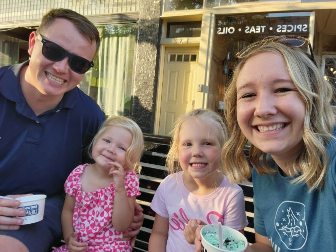 Adam Berry with his family: Lucy, Evelyn, and Brianna
